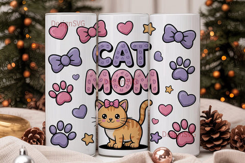 Cat Mom 20oz Tumbler Design Sublimation DesignSVG 