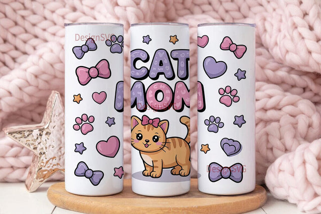 Cat Mom 20oz Tumbler Design Sublimation DesignSVG 