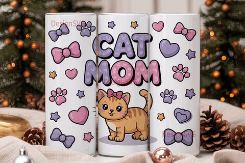 Cat Mom 20oz Tumbler Design Sublimation DesignSVG 