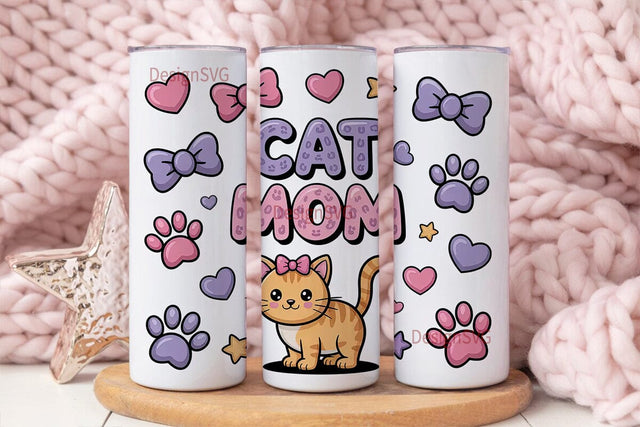 Cat Mom 20oz Tumbler Design Sublimation DesignSVG 