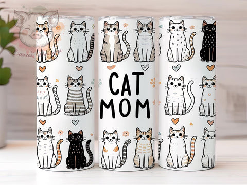 Cat Mom 20oz Tumbler Png, Straight & Tapered Tumbler Png, Funny Cat Mom Tumbler Png, Digital Download PNG Sublimation Lara' s Designs 