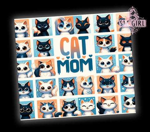 Cat Mom 20oz Tumbler Wrap Sublimation Design, Straight Tapered Tumbler Wrap, Funny Cat Mom Tumbler Png, Instant Digital Download Sublimation SvggirlplusArt 