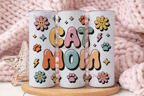 Cat Mom 20oz Tumbler Wrap Sublimation DesignSVG 