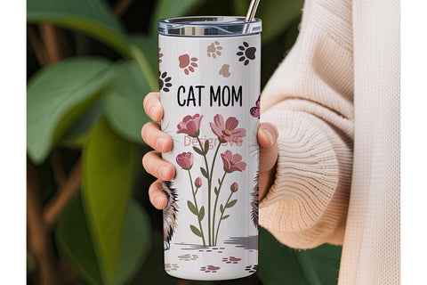 Cat Mom 20oz Tumbler Wrap Sublimation DesignSVG 
