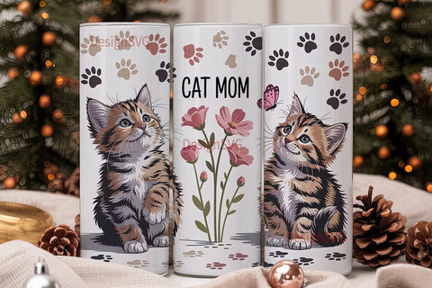 Cat Mom 20oz Tumbler Wrap Sublimation DesignSVG 