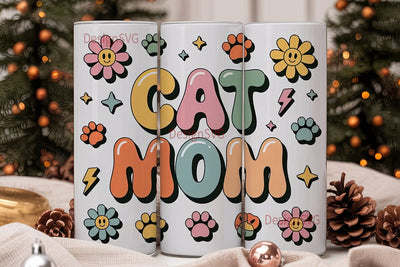 Cat Mom 20oz Tumbler Wrap Sublimation DesignSVG 