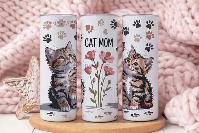 Cat Mom 20oz Tumbler Wrap Sublimation DesignSVG 