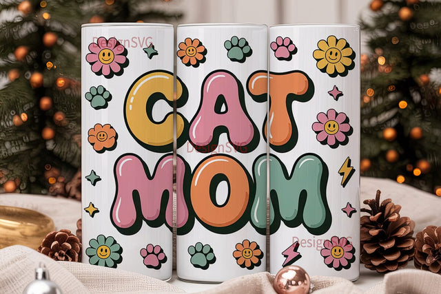 Cat Mom 20oz Tumbler Wrap Sublimation DesignSVG 
