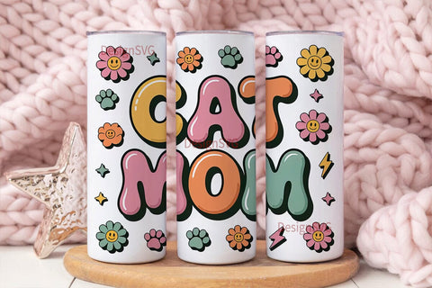 Cat Mom 20oz Tumbler Wrap Sublimation DesignSVG 