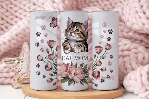 Cat Mom 20oz Tumbler Wrap Sublimation DesignSVG 