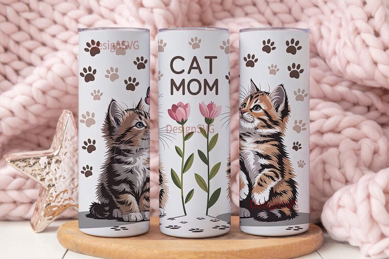 Cat Mom 20oz Tumbler Wrap Sublimation DesignSVG 