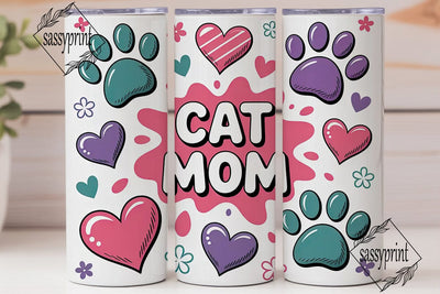 Cat Mom 20oz Tumbler Wrap Sublimation sassyprint 