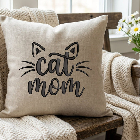 Cat Mom Embroidery Design – Cute Cat Ears Whiskers Pet Lover Machine Embroidery File Embroidery/Applique DESIGNS PatternFeed8 