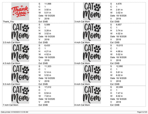 Cat Mom Embroidery Design – Paw Print Heart Cat Lover Machine Embroidery File Embroidery/Applique DESIGNS PatternFeed8 
