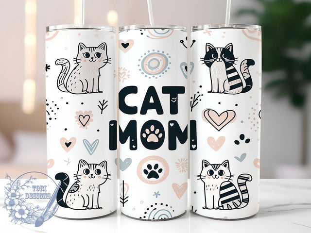 Cat Mom Funny 20oz Cute Kitty Tumbler, Funny Cat Tumbler, 20oz Sublimation Wrap, Crazy Cat Lady Tumbler, Cute Kitty Tumbler, Pet Lover Gift, Whiskers And Paws Tumbler Sublimation ToriDesigns 