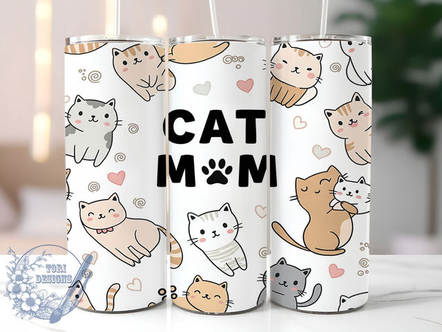 Cat Mom Funny 20oz Cute Kitty Tumbler, Funny Cat Tumbler, 20oz Sublimation Wrap, Crazy Cat Lady Tumbler, Cute Kitty Tumbler, Pet Lover Gift, Whiskers And Paws Tumbler Sublimation ToriDesigns 