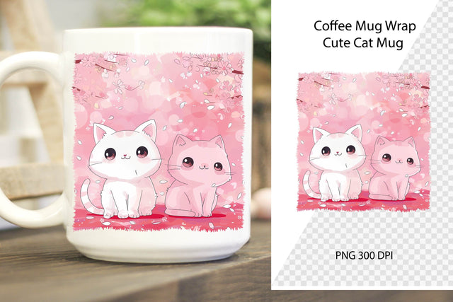 Cat Mom mug Sublimation. Kawaii Cat. Cat Coffee Mug PNG. Sublimation Samaha Design 