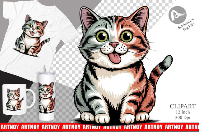 Cat Mood Expressions Clipart Sublimation artnoy 