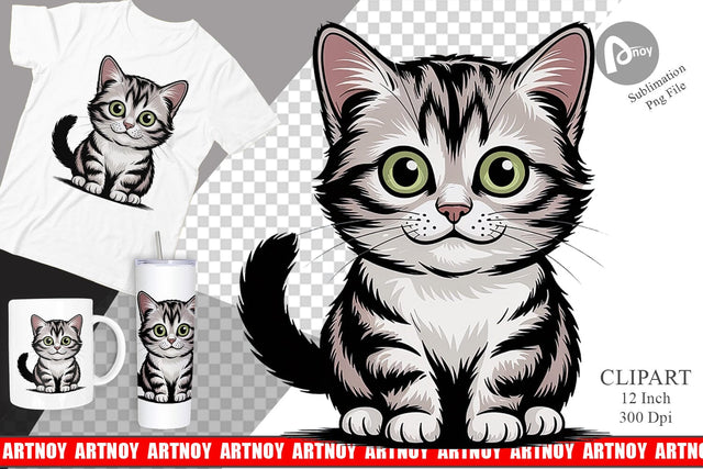 Cat Mood Expressions Clipart Sublimation artnoy 