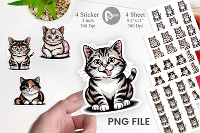 Cat Mood Expressions Sticker Sublimation artnoy 