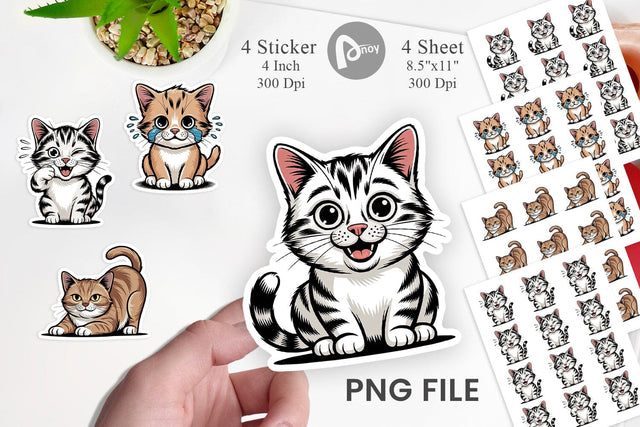 Cat Mood Expressions Sticker Sublimation artnoy 