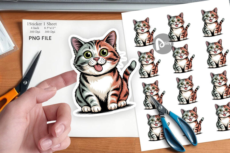 Cat Mood Expressions Sticker Sublimation artnoy 