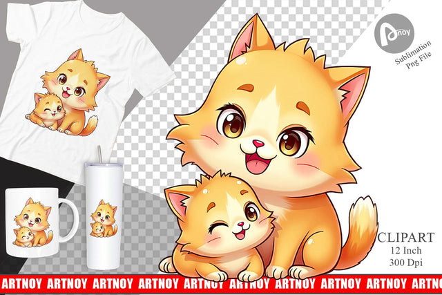 Cat Mother's Day Clipart Sublimation artnoy 