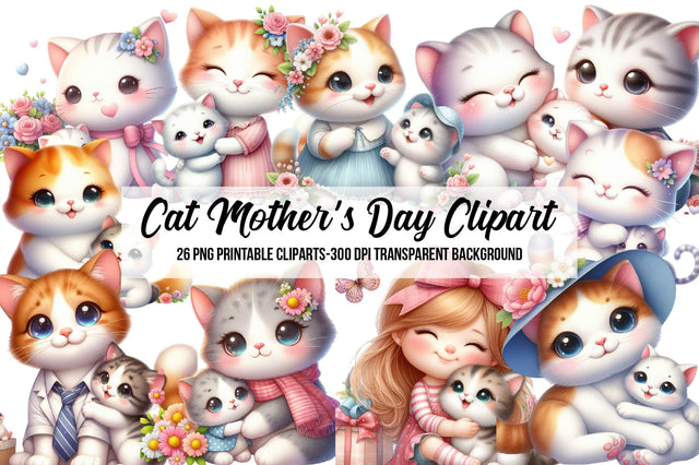Cat Mother's Day Clipart Sublimation Rupkotha 