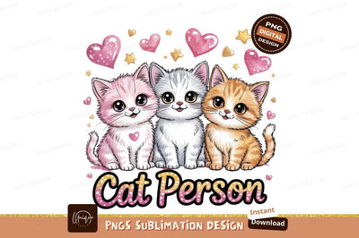 Cat Person Cute Cartoon Kitten Illustration Sublimation Designangry 