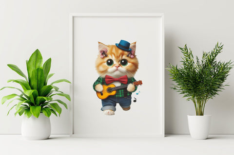 Cat Playing Guitar Sublimation Clipart Sublimation SVGArt 