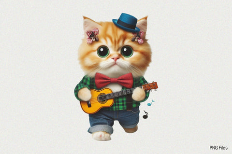 Cat Playing Guitar Sublimation Clipart Sublimation SVGArt 