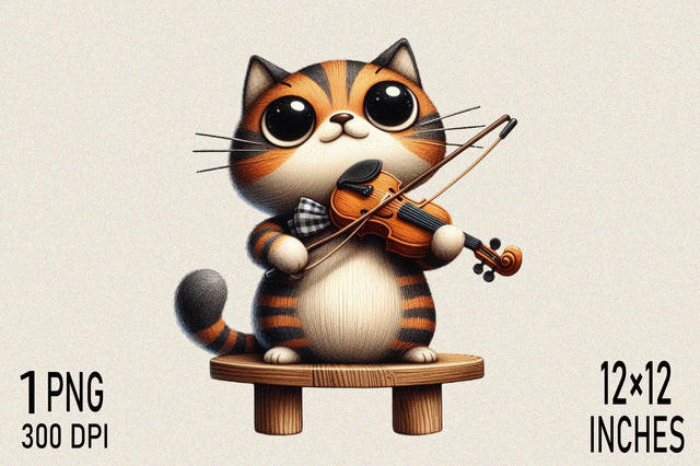 Cat Playing Violin PNG Set Sublimation Clipart Sublimation SVGArt 