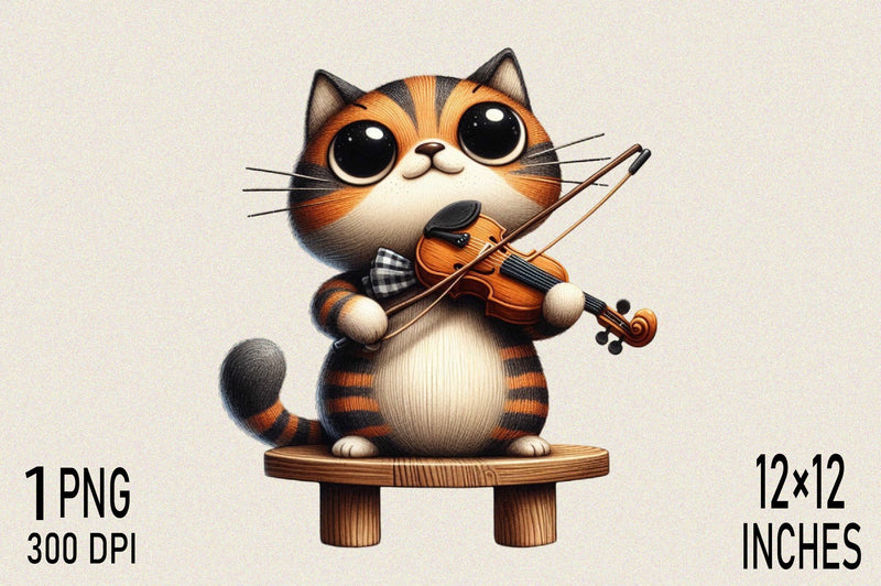 Cat Playing Violin PNG Set Sublimation Clipart Sublimation SVGArt 