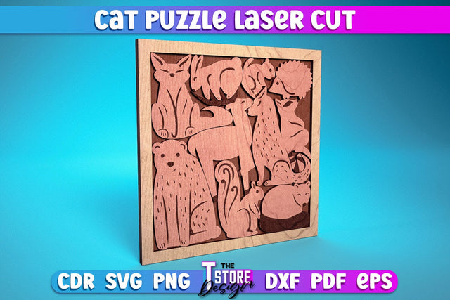 Cat Puzzle Laser Cut | Puzzle Game Laser Cut Design | CNC Files SVG The T Store Design 