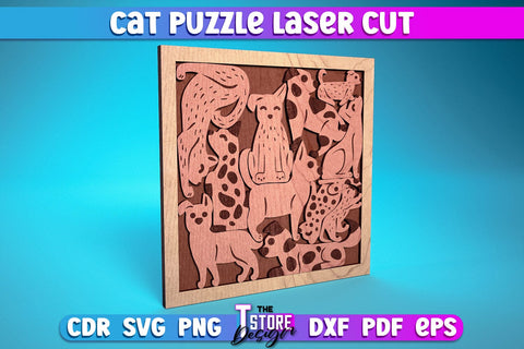 Cat Puzzle Laser Cut | Puzzle Game Laser Cut Design | CNC Files SVG The T Store Design 