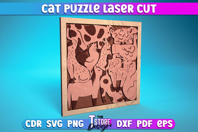 Cat Puzzle Laser Cut | Puzzle Game Laser Cut Design | CNC Files SVG The T Store Design 