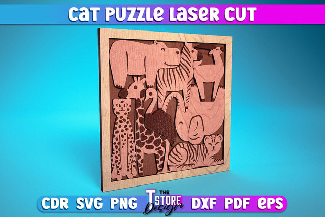 Cat Puzzle Laser Cut | Puzzle Game Laser Cut Design | CNC Files SVG The T Store Design 