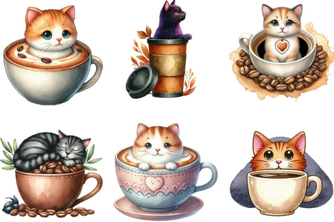 Cat Silhouette Love Coffee Clipart SVG SVGista 