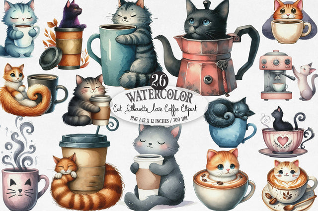 Cat Silhouette Love Coffee Clipart SVG SVGista 