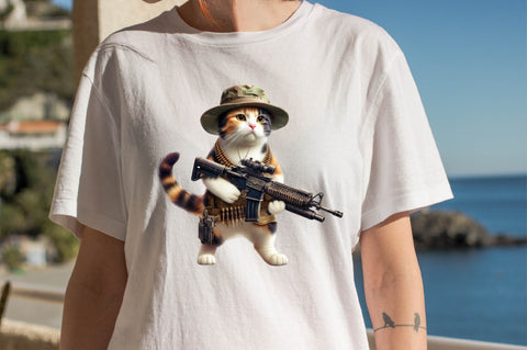 Cat Soldier T-shirt Sublimation Clipart Sublimation SVGArt 