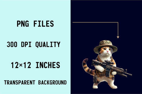 Cat Soldier T-shirt Sublimation Clipart Sublimation SVGArt 