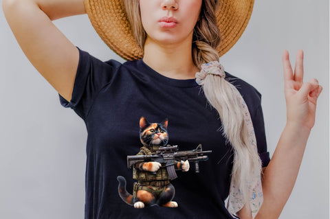 Cat Soldier T-shirt Sublimation Clipart Sublimation SVGArt 