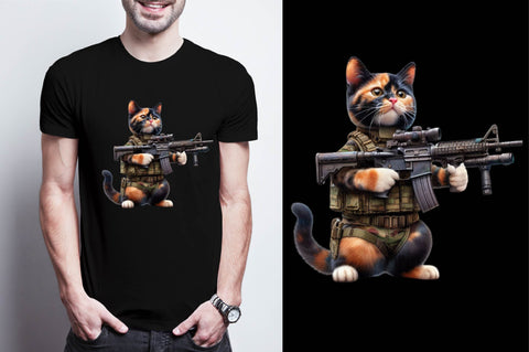Cat Soldier T-shirt Sublimation Clipart Sublimation SVGArt 