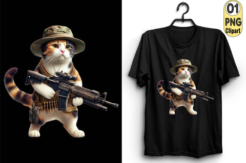 Cat Soldier T-shirt Sublimation Clipart Sublimation SVGArt 
