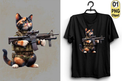 Cat Soldier T-shirt Sublimation Clipart Sublimation SVGArt 