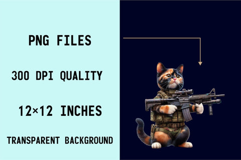 Cat Soldier T-shirt Sublimation Clipart Sublimation SVGArt 