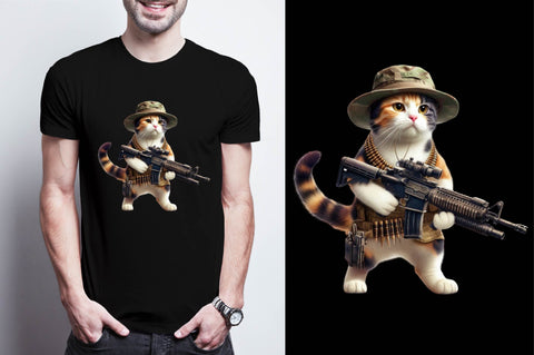 Cat Soldier T-shirt Sublimation Clipart Sublimation SVGArt 