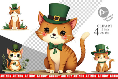 Cat St. Patrick Clipart Sublimation artnoy 