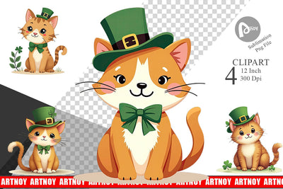 Cat St. Patrick Clipart Sublimation artnoy 