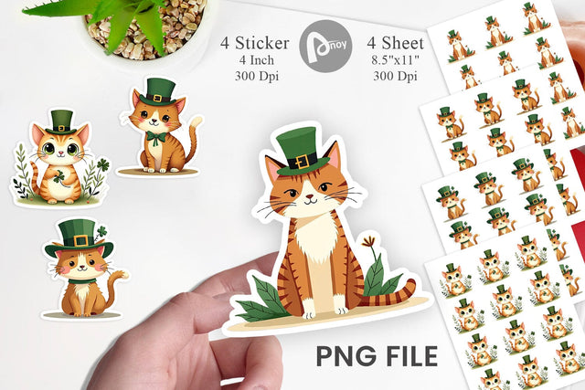 Cat St. Patrick Sticker Sublimation artnoy 